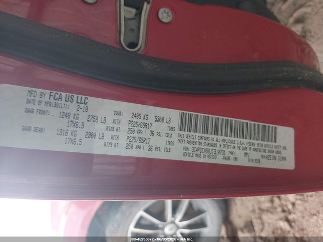 45255672 :رقم المزاد ، 3C4PDCAB8JT310731 vin ، 2018 Dodge Journey Se مزاد بيع