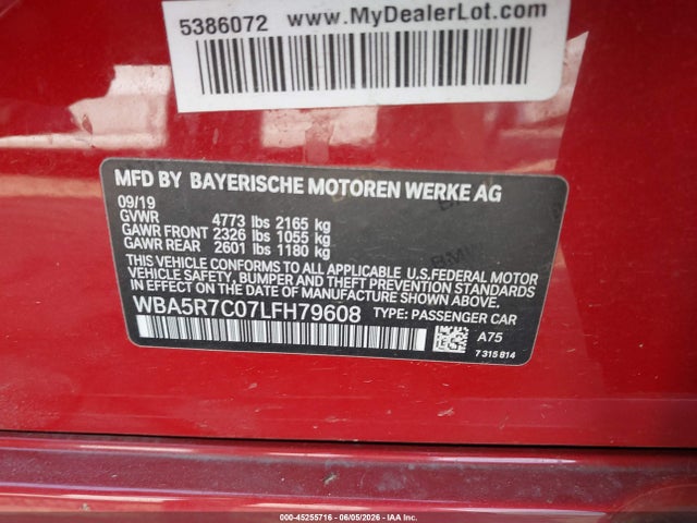 Продаж на аукціоні авто 2020 Bmw 330i Xdrive, vin: WBA5R7C07LFH79608, номер лоту: 45255716