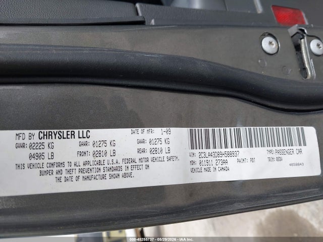 2009 Chrysler 300 Lx მანქანა იყიდება აუქციონზე, vin: 2C3LA43D89H588937, აუქციონის ნომერი: 45255737
