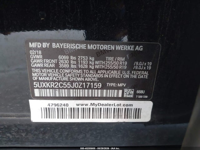 5UXKR2C55J0Z17159 BMW X5 Sdrive35i