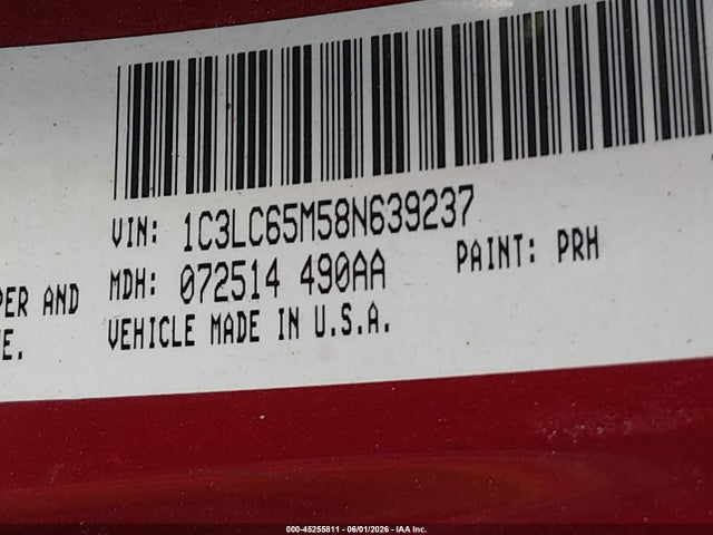 Aukcja sprzedaży 2008 Chrysler Sebring Limited, vin: 1C3LC65M58N639237, numer aukcji: 45255811
