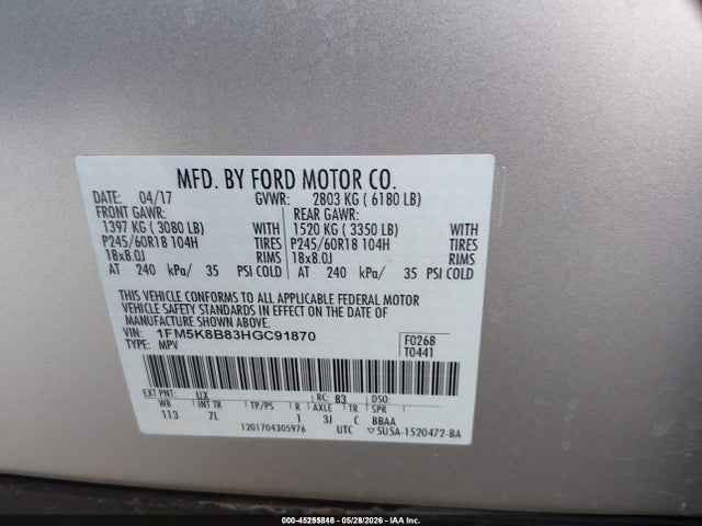 Ford Explorer 2017 1FM5K8B83HGC91870 Image 9
