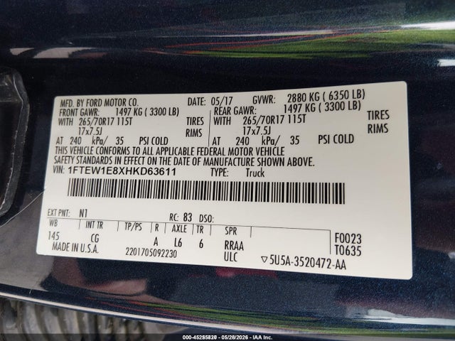 Ford F-150 Xl 2017 1FTEW1E8XHKD63611 Image 9