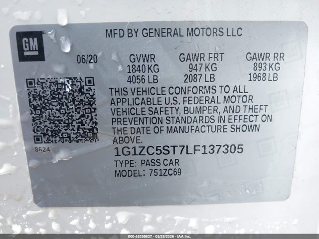 1G1ZC5ST7LF137305 Chevrolet Malibu Fwd 1fl
