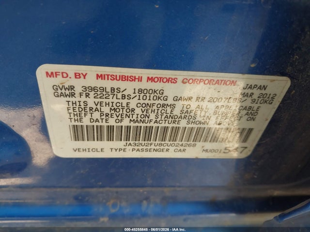 Продаж на аукціоні авто 2012 Mitsubishi Lancer Es, vin: JA32U2FU8CU024268, номер лоту: 45255845