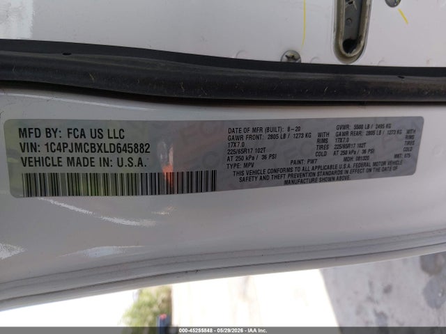 Продажа на аукционе авто 2020 Jeep Cherokee Latitude 4x4, vin: 1C4PJMCBXLD645882, номер лота: 45255848