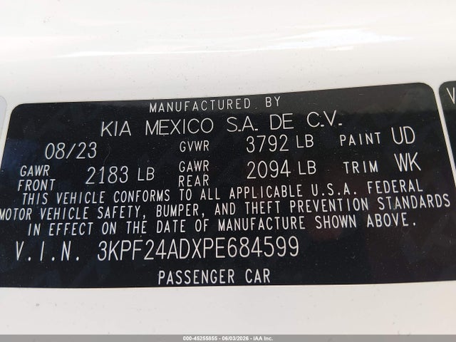 KIA FORTE LX 2023 3KPF24ADXPE684599 Image 9