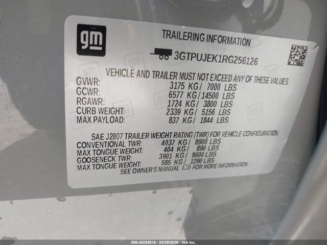 Продажа на аукционе авто 2024 Gmc Sierra 1500 4wd  Short Box Elevation With 3vl, vin: 3GTPUJEK1RG256126, номер лота: 45255916