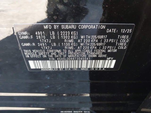 45255949 :رقم المزاد ، 4S4SLDD66T3040541 vin ، 2026 Subaru Forester Premium مزاد بيع