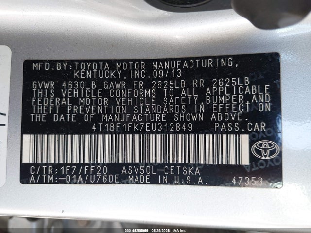 Продажа на аукционе авто 2014 Toyota Camry Se, vin: 4T1BF1FK7EU312849, номер лота: 45255959