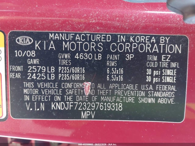 Aukcja sprzedaży 2009 Kia Sportage Lx V6, vin: KNDJF723297619318, numer aukcji: 45255985