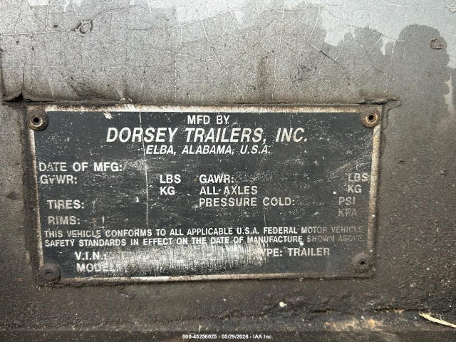 45256025 :رقم المزاد ، 1DTV75W21TA235150 vin ، 1996 Dorsey Trailers Dorsey Trailers مزاد بيع