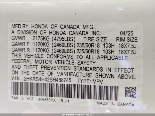 Honda Cr-v Ex Awd 2025 2HKRS4H42SH488745 Image 9
