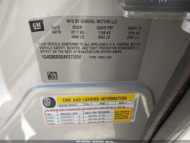 Продаж на аукціоні авто 2010 Buick Lacrosse Cx, vin: 1G4GB5EG8AF272656, номер лоту: 45256084