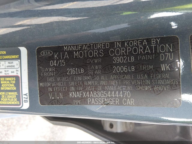 45256093 :رقم المزاد ، KNAFX4A83G5444470 vin ، 2016 Kia Forte Ex مزاد بيع