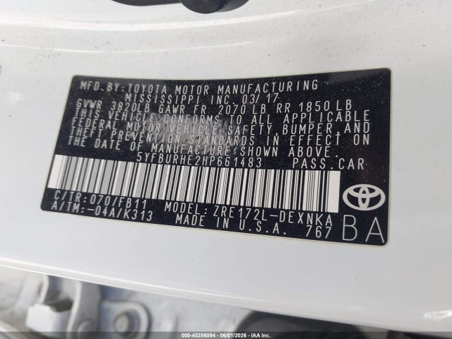 5YFBURHE2HP661483 Toyota COROLLA LE