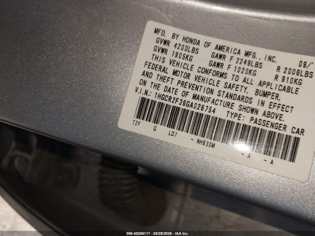 45256117 :رقم المزاد ، 1HGCR2F36GA026754 vin ، 2016 Honda Accord Lx مزاد بيع