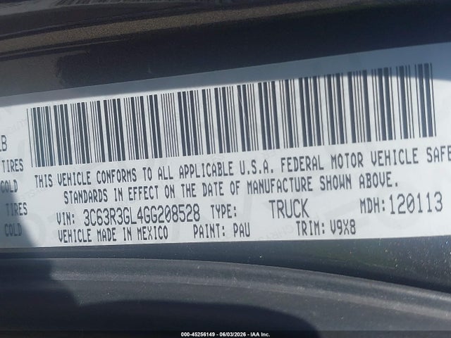 Продажа на аукционе авто 2016 Ram 3500 Tradesman, vin: 3C63R3GL4GG208528, номер лота: 45256149