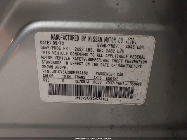 Продаж на аукціоні авто 2013 Infiniti G37x, vin: JN1CV6AR8DM754182, номер лоту: 45256172