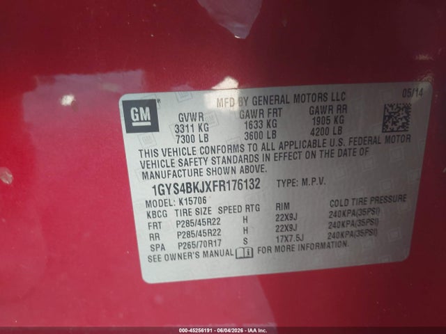 Продажа на аукционе авто 2015 Cadillac Escalade Luxury, vin: 1GYS4BKJXFR176132, номер лота: 45256191