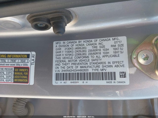 Honda CR-V EX 2017 2HKRW2H53HH662820 Image 9