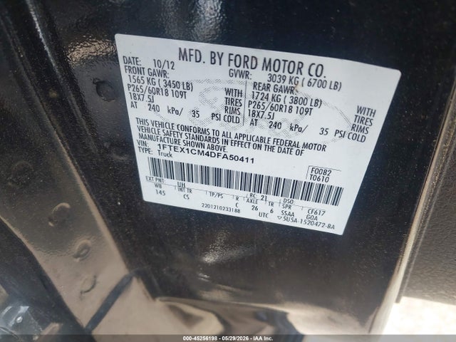 2013 Ford F-150 Stx მანქანა იყიდება აუქციონზე, vin: 1FTEX1CM4DFA50411, აუქციონის ნომერი: 45256198