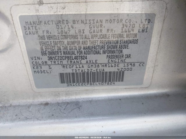 Aukcja sprzedaży 2014 Nissan Versa Note S (sr)/s Plus/sv, vin: 3N1CE2CP8EL407824, numer aukcji: 45256205