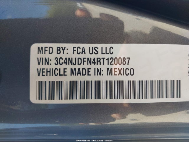 2024 Jeep Compass Latitude Lux Fwd მანქანა იყიდება აუქციონზე, vin: 3C4NJDFN4RT120087, აუქციონის ნომერი: 45256303