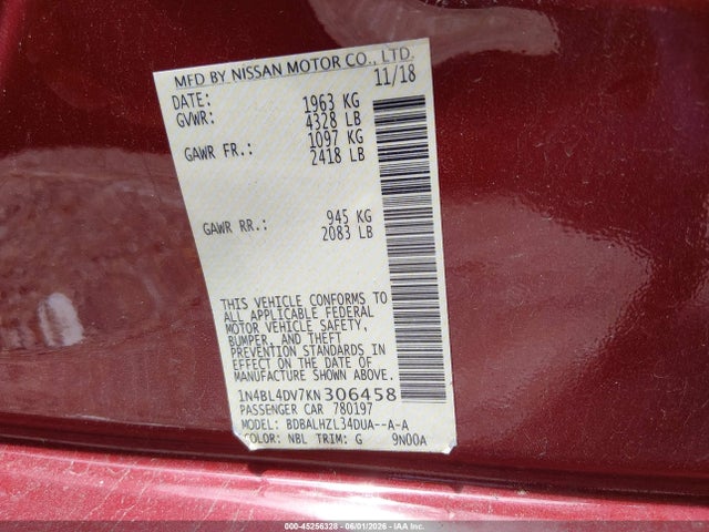 Nissan Altima 2.5 Sv 2019 1N4BL4DV7KN306458 Image 9