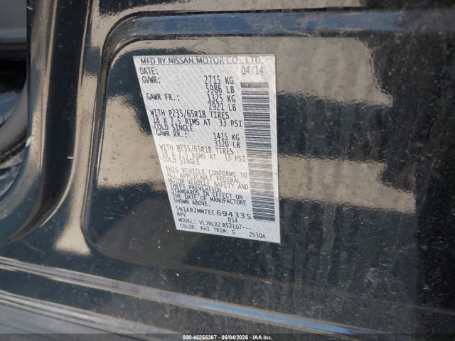 Продажа на аукционе авто 2014 Nissan Pathfinder S, vin: 5N1AR2MM7EC694335, номер лота: 45256367