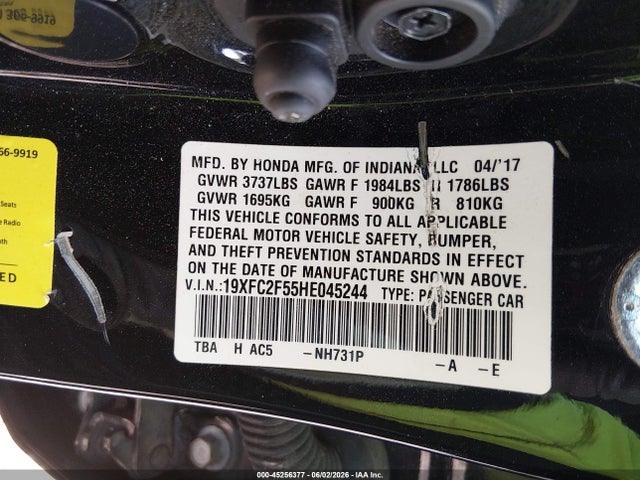 19XFC2F55HE045244 Honda Civic Lx