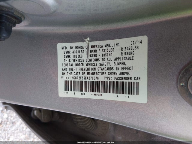 Продажа на аукционе авто 2014 Honda Accord Sport, vin: 1HGCR2F55EA270376, номер лота: 45256388