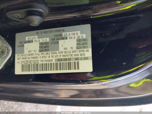 45256450 :رقم المزاد ، JM1NC25F880152030 vin ، 2008 Mazda Mx-5 Miata Sport مزاد بيع
