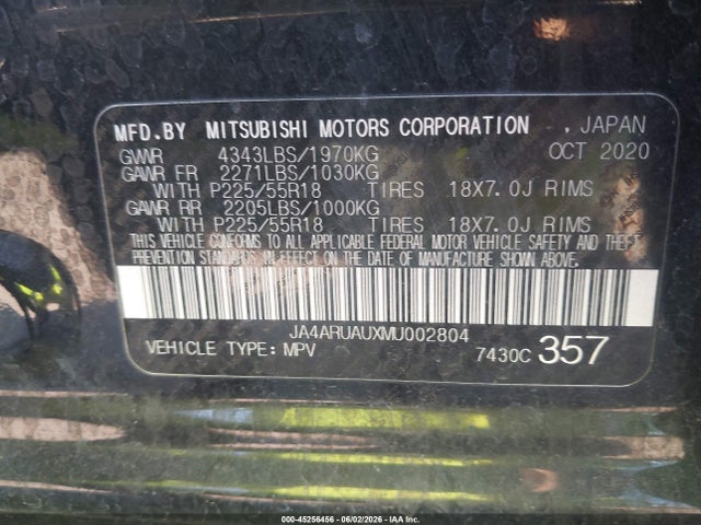 JA4ARUAUXMU002804 Mitsubishi Outlander Sport 2.0 Be Awc/2.0 Es Awc/2.0 Le Awc/2.0 Se Awc