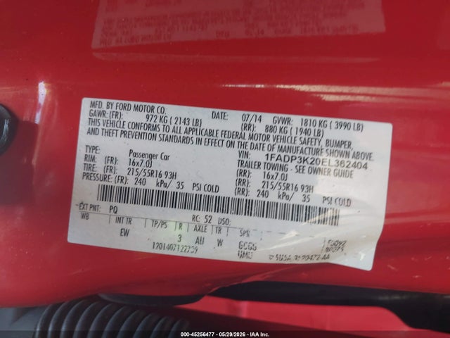 Aukcja sprzedaży 2014 Ford Focus Se, vin: 1FADP3K20EL362404, numer aukcji: 45256477