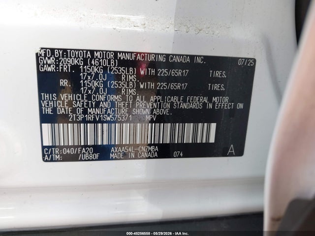 Продаж на аукціоні авто 2025 Toyota Rav4 Xle, vin: 2T3P1RFV1SW575371, номер лоту: 45256558