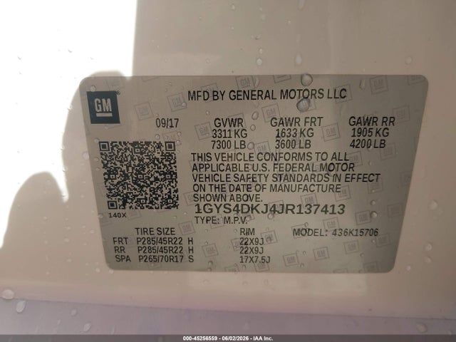 Продажа на аукционе авто 2018 Cadillac Escalade Platinum, vin: 1GYS4DKJ4JR137413, номер лота: 45256559