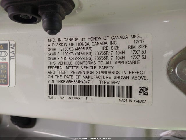 2HKRW5H35JH404711 Honda CR-V LX