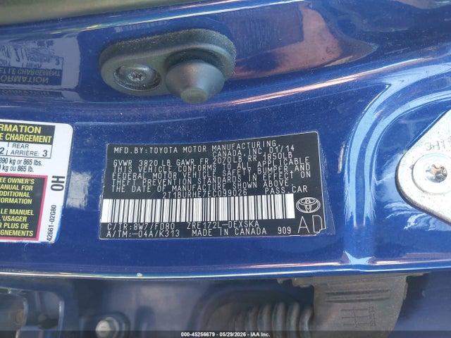 45256679 :رقم المزاد ، 2T1BURHE7EC099026 vin ، 2014 Toyota Corolla S Plus مزاد بيع