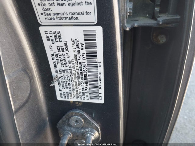 45256686 :رقم المزاد ، 5J6RE4H30BL060807 vin ، 2011 Honda Cr-v Lx مزاد بيع