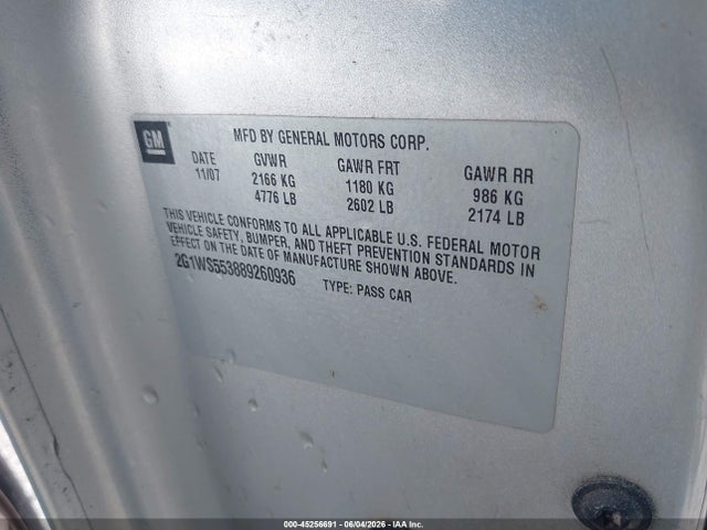 Продаж на аукціоні авто 2008 Chevrolet Impala Police, vin: 2G1WS553889260936, номер лоту: 45256691
