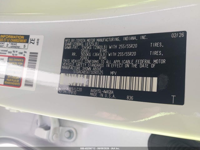 5TDACAB56TS090525 Toyota Grand Highlander Hybrid Limited