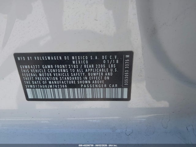 Продаж на аукціоні авто 2018 Volkswagen Golf Sportwagen Tsi S/tsi Se, vin: 3VWD17AU8JM762366, номер лоту: 45256759