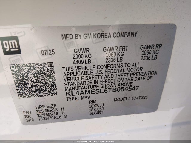 Продаж на аукціоні авто 2026 Buick Encore Gx Sport Touring Awd, vin: KL4AMESL6TB054547, номер лоту: 45256773