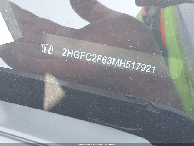 45256805 :رقم المزاد ، 2HGFC2F63MH517921 vin ، 2021 Honda Civic Lx مزاد بيع