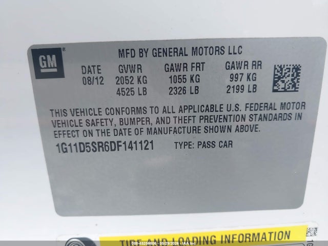 Продажа на аукционе авто 2013 Chevrolet Malibu Eco, vin: 1G11D5SR6DF141121, номер лота: 45256806