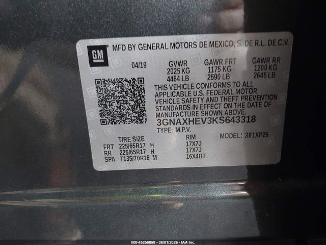 Chevrolet EQUINOX LS 2019 3GNAXHEV3KS643318 Image 9