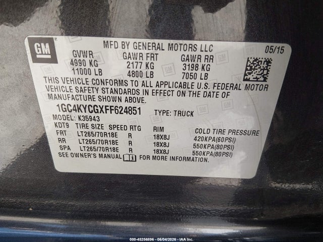 1GC4KYCGXFF624851 Chevrolet Silverado 3500hd Wt