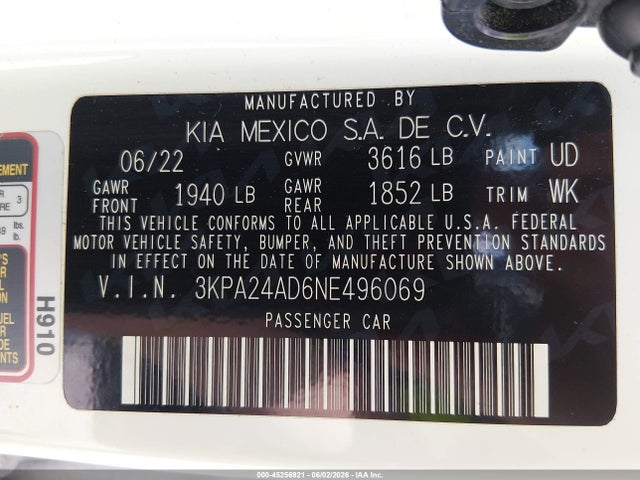 KIA RIO S 2022 3KPA24AD6NE496069 Image 9