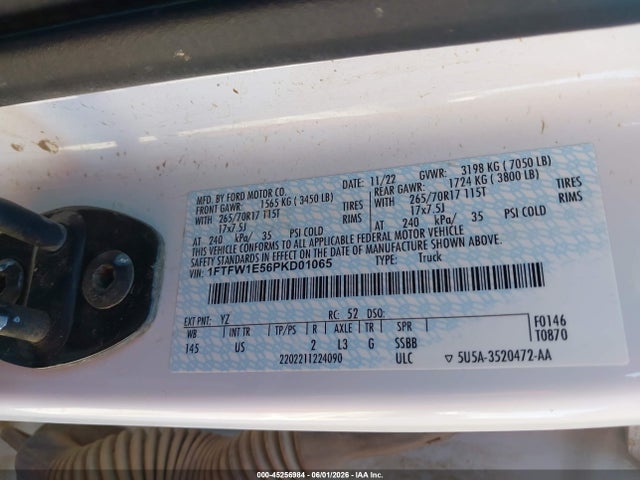 Aukcja sprzedaży 2023 Ford F-150 Xlt, vin: 1FTFW1E56PKD01065, numer aukcji: 45256984